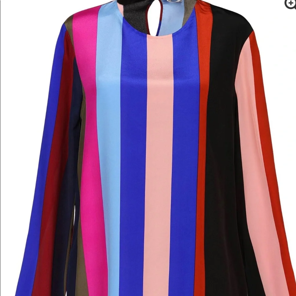 NWOT DVF Striped Silk blouse, size 2 - Picture 3 of 7